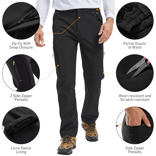Mens Snow Ski Waterproof Hiking Pants Insulated Fleece Lined Winter Snowboard Fishing Walking Outdoor Pants3