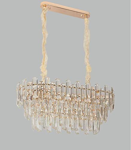 LED Crystal Chandelier Luster Modern Living Room Lighting Rectangular Gold Dining Room Chandelier