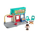 Das Bäckerei-Spielset umfasst 1 Kellner-Figur, 2 Stühle und 1 Tisch