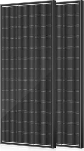 2Pack 300 Watt Solar Panel, Upgraded 18BB Solar Cells 24.6% High Efficiency Monocrystalline 12V/24V PV Module for Home Rooftop RV Camper Marine Boat Off Grid System All Black