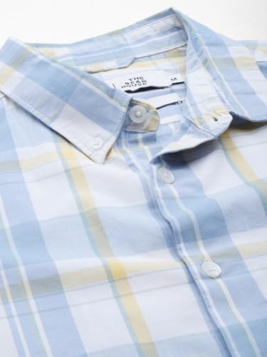 Image of THE BEAR HOUSE Men's's Checked Slim Fit Casual Shirt | Blue | TBH-SFERA-BL