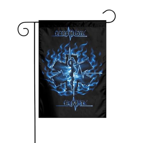 EMS Emergency Medical Service EMT Paramedic Ambulance Garden Flag Double Sided Vertical 12×18 Inch Banners Double Sided For Lawn Patio Yard Garden Home Outdoor Decor