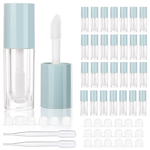 COSIDEA 30pcs Blue Empty 6ml 0.2oz Lip Gloss Tubes with Big Doe Foot Wand，Round Lipgloss Containers，Concealer Tube Cosmetic Packing Container Bulk Wholesale