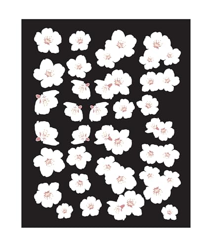 White Cherry Blossom Vinyl Decals - Set of 41 Blossoms