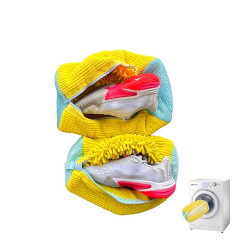Shoe Washing Bags, 2 Pack Laundry Bags for Sneakers & Clothes, Washer & Dryer Protectors with Hidden Zipper, Reusable Microfiber Design.