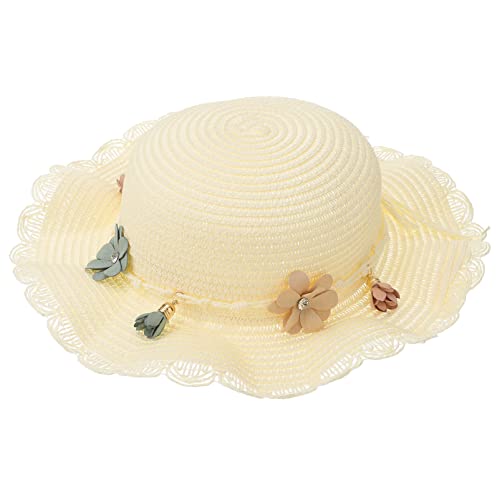 CLISPEED 1pc Wide Brim Childrens Sun Hat for Milky White Fashionable Sun Protection Breathable Design Fits Head Circumference for Outdoor Activities