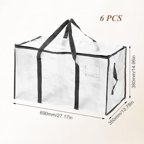 Grands sacs de rangement transparents 69x35x38 cm imperméables avec fermeture éclair - 3