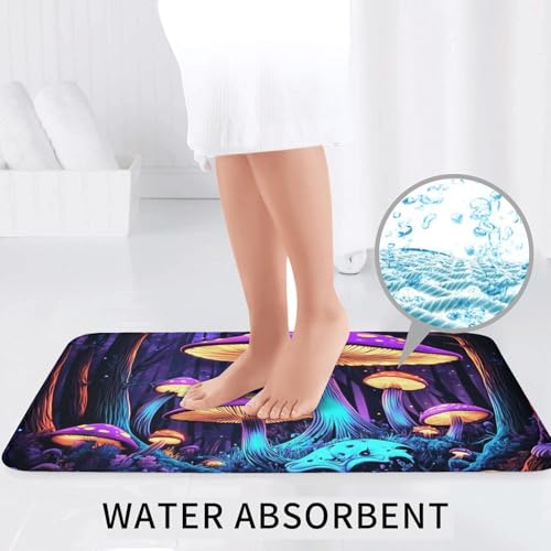 Alfombras de baño neón de setas con funda para váter 7