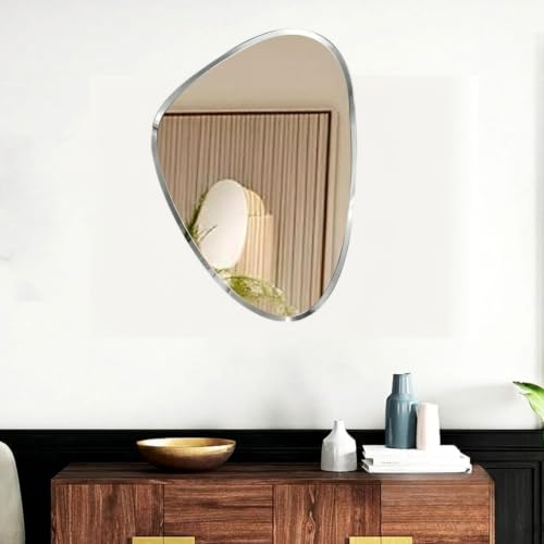 Image of Creative Arts n Frames 12x18 inch 5mm Thick Beveled Smooth Edges Frameless Wall Mount HD Mirror Home Office Hotel Decor for Living Restroom Bedroom Bathroom (Irregular Shape 12x18 inch HD Mirror.)