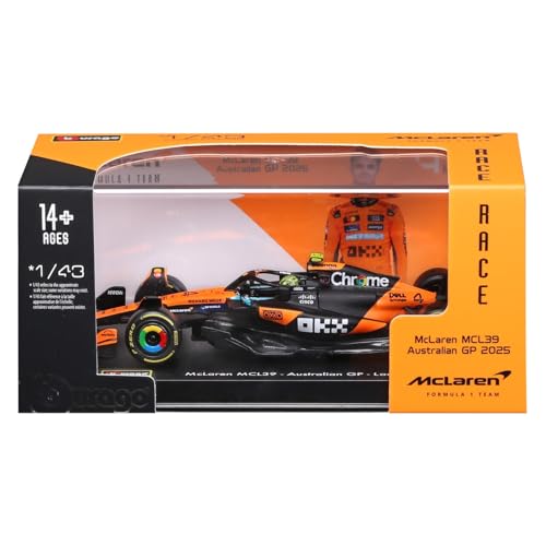 Bburago 1:43 Race Formula McLaren MCL39 con Casco Norris 2025 miniatura 7