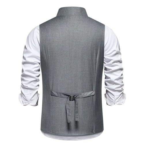 Men’S Business Casual Formal Dress Vest Single Breasted Slim Fit Solid Color V-Neck Sleeveless Party Waistcoat2