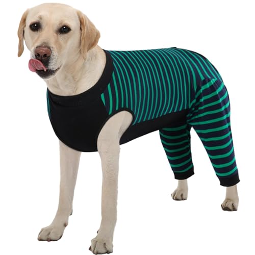 Image of Kuoser Dog Recovery Suit with Anti Licking Rear Leg Sleeve, Green XL | Abdominal Dog Surgical Suit with Pants Cover Protect Wounds, Dogs Elbow Protector Soft Pet Surgery Onesie Cone Alternative