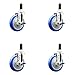 Service Caster Brand 5 Inch 316 Stainless Steel Light Duty Swivel Expanding Stem Caster Set of 4 Blue Polyurethane Caster Wheels and 1? Stem?1,400lbs. Total Cpty?Casters with Locking Brakes