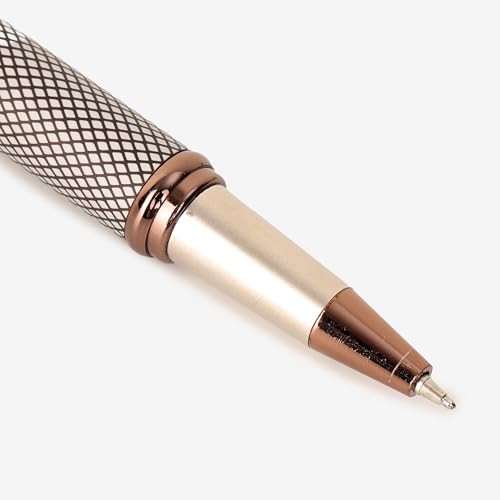 Image of 20651 Luxury Roller Ball Pen Coffee & Rani Check Color Metal Body with Magnetic Auto Closer Cap & Nib Shape Clip, Pen for Men & Women with High End Gift Box.