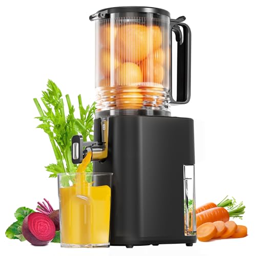 Image of Cold Press Juicer, 5.5inch Wide Feed Chute Juicer Machine, Slow Masticating Juicer for Whole Vegetables & Fruits, Black