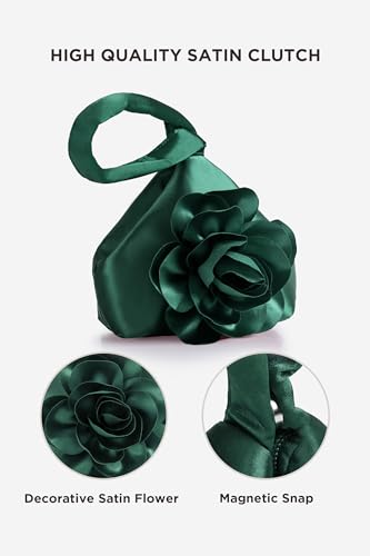 Image of BABEYOND Clutch Purses for Women - Evening Bags Flower Satin Handbag Classy Wristlet Purse for Party Daily Wedding