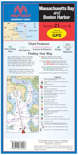 MAPTECH Waterproof Chart WPC021-07, Massachusetts Bay and Boston Harbor Navigation Map, 24 x 36 Inch, with Salem Sound, Scituate Harbor, Boston Inner Harbor Insets