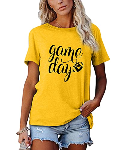 Game Day T Shirts Women Football Graphic Tee Funny Cute Competition Tshirt Casual Short Sleeve Tee Tops4