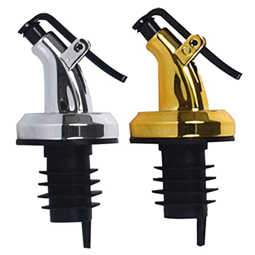 STOBAZA 4pcs Press Type Electroplating Oil Bottle Nozzle Gold and Silver Kitchen Accessories Cooking Oil Measure Dispenser Sauce Bottle Nozzle