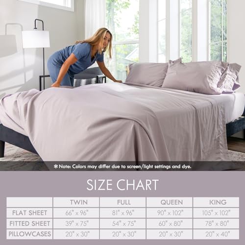 Image of ClevaHome Full Sheets Set - 6 Piece Fitted Bed Sheet Set, Purple Dove
