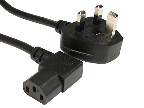 Image of World of Data 1.8m UK Mains Plug to Right Angled IEC (C13 Kettle Lead) Right Angle 5A Fuse (10A on IEC socket Connector) - GTSA-3 N14586