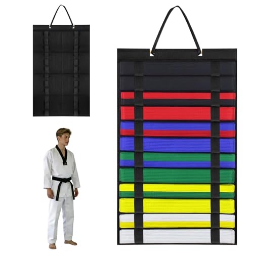 Premium Karate Belt Display Rack Taekwondo Belt Display Rack Holds Up to 12 Belts Martial Arts Belt Organizer Suitable for Karate BJJ Judo Equipped with Soft Felt Lining to Prevent Deformation