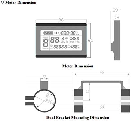 KT LCD3 Display Dimensions and Mounting Bracket