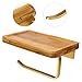 CHEOTIME Industrial Toilet Paper Holder, Wall Mount Wooden Hanging Paper Towel Holder with Shelf Pipe Toilet Paper Dispenser for Bathroom, Washroom, Kitchen