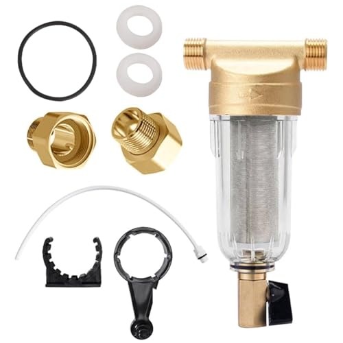 Gutol Backwash Filter Water Prefilter, 3/4 Inch Spin Down Sediment 40 Micron Water Filter with 1inch To 3/4inch Adapter