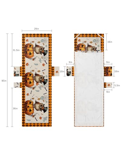 Halloween Beach Lounge Chair Towel Cover, Soft Chaise Lounge Towel with Side Pockets Patio Pool Chairs Cover for Beach/Pool Sunbathing 29x85 Orange Brown Plaid Owl Pumpkin Ghost