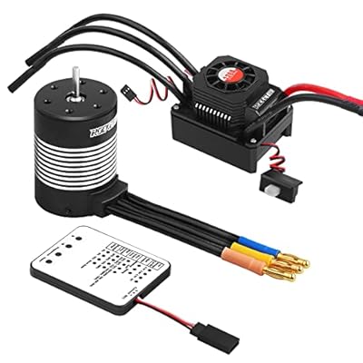 3650 5900KV Sensorless Brushless RC Motor 120A Brushless ESC & Program Card Set Waterproof Motor ESC Combo 3.175mm Shaft Motor for 1:10 Scale RC Car Truck Update Parts