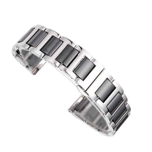 Z~bN XeXX`[ 18mm 20mm 22mm voh fB[X jo[TuXbg |bVdグ p(Silver black,22mm)