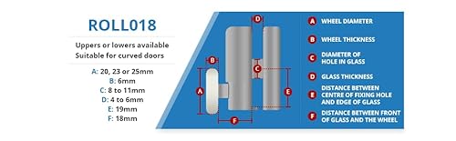 Laufrollen-Set für Duschkabinentüren mit Zinklegierung, für Doppeltüren, Set mit 4 Laufrollen oben und unten