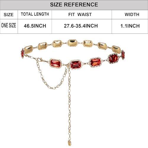 ILuvatar Green Glass Diamond Chain Belt - Metal Women's Western Style Dress Belt2