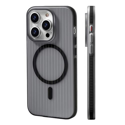 AirGear Wavy - Custodia MagSafe per iPhone 15 Pro Max, compatibile con MagSafe (Grigio-Nero, iPhone 15 Pro MAX)
