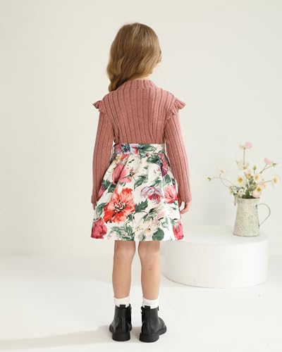 Toddler Girls Winter Long Sleeve Dresses Kids Fall Cute Clothes Little Girl Outfits for Size 4-7 Years3