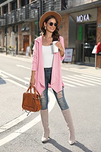 Image of VIISHOW Womens Lightweight Casual Hoodie Cardigans Open Front Waffle Knit Long Sleeve Outwear Coat with Pockets