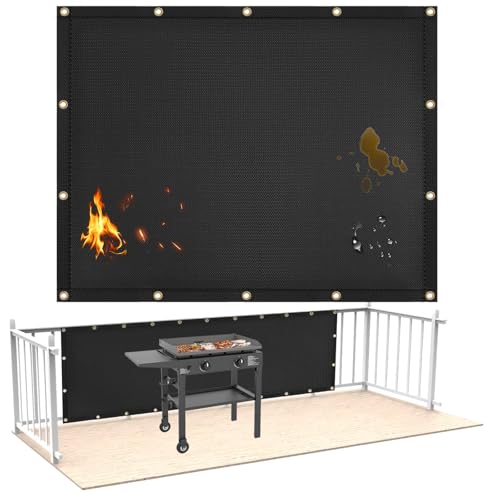 Amerbro Fireproof Grill Heat Shield for Deck Railing/Wall 4x3 Black