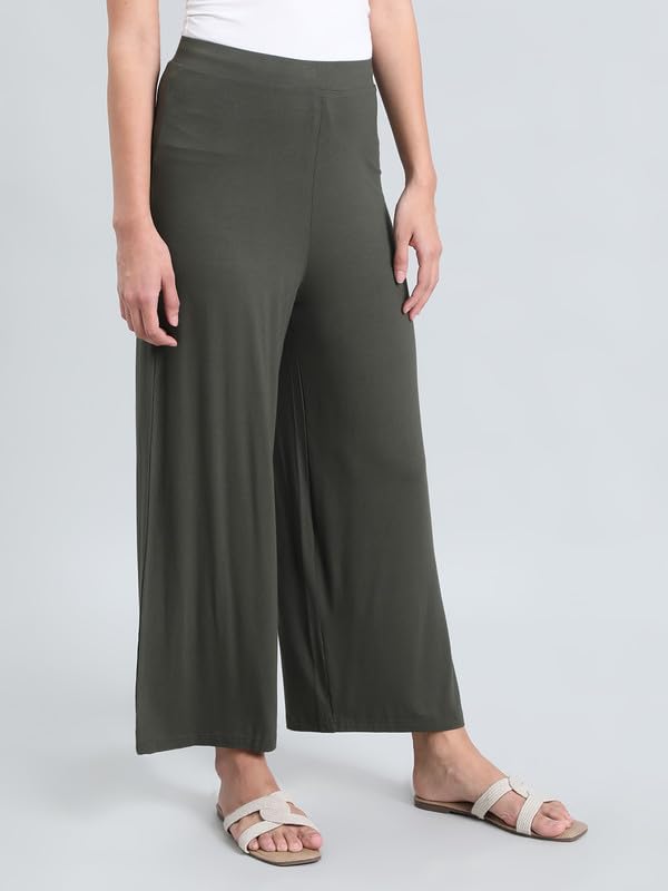 Image of GO COLORS Soft Viscose Knit Palazzo Full Length for Women| Breathable, Mid Rise