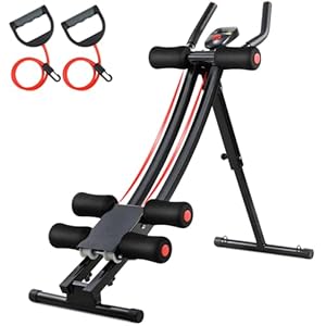 LIFERUN Buiktrainer voor thuis, inklapbaar en ruimtebesparend, met lcd-monitor, 4-traps weerstand, buikspiertrainer gebruikersgewicht tot 120 kg, buikspiertrainer voor buik, armen, benen en rug