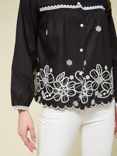 Image of J TURRITOPSIS Women's Pure Cotton Schiffli Embroidered Shirt