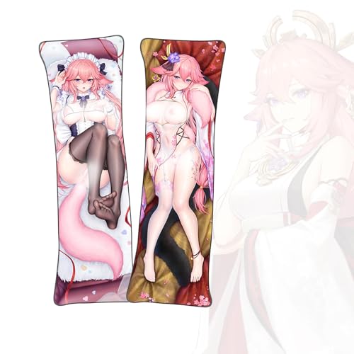 Dakimakura Yae Miko Body Pillowcase Double-Sided Printed Full Color Anime Dakimakura Cover Uncensored Dakimakura