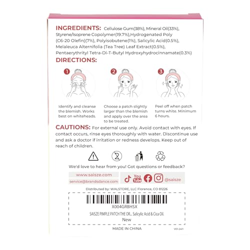 SAISZE Adesivo de espátulas original, 4 adesivos hidrocolóides de tamanho 288 para cobrir espinhas e