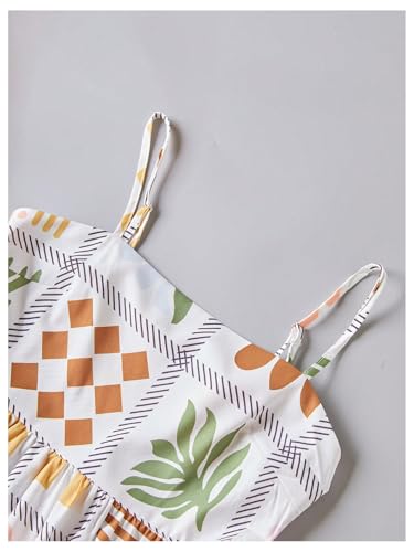 Floerns Women's Summer Boho Spaghetti Strap Maxi Dresses Shirred Beach Dress Flowy Sundress3