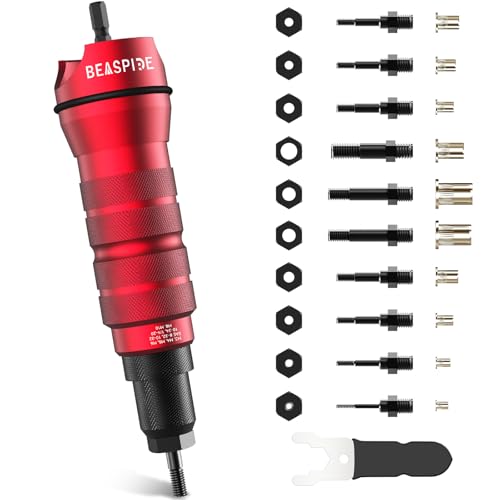 Beaspire Remachadora profesional para taladro o atornillador inalámbrico para tuercas M4-M10, de aluminio, acero y remaches de acero inoxidable, accesorio remachador de remaches
