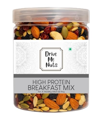 Image of Drive Me Nuts Protein Breakfast Mix 250g | Premium Dry Fruits Mix of Cashews Raisins Almonds Cranberry, Pumpkin Sunflower Watermelon & Flax Seeds | Protein Morning Cereal Trail Pack