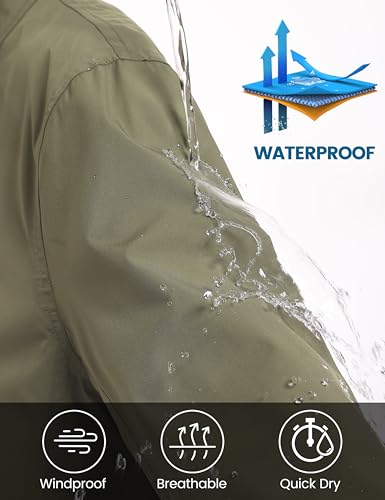 Image of Little Donkey Andy Men's Waterproof Mid-Length Trench Coat, Lightweight Long Rain Coat, Single Breasted Overcoat
