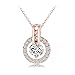 NYKKOLA 18k Rose Gold Plated Austrian Crystal Circle Necklace Pendant with 18" Chain Christmas Jewelry Gift