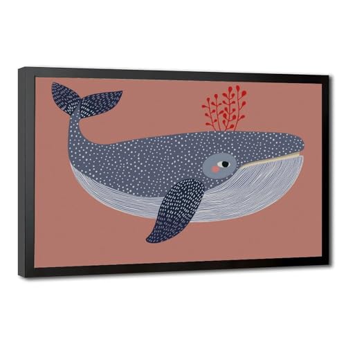 Toile baleine océan pour chambre d'enfant douce déco murale 20x30