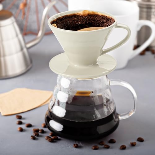 Gotejador de café de cerâmica V 60, máquina de café portátil de porcelana reutilizável, com papel de